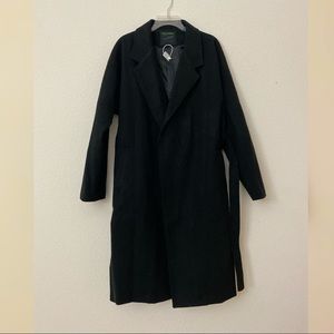 Korean style open front lapel long coat